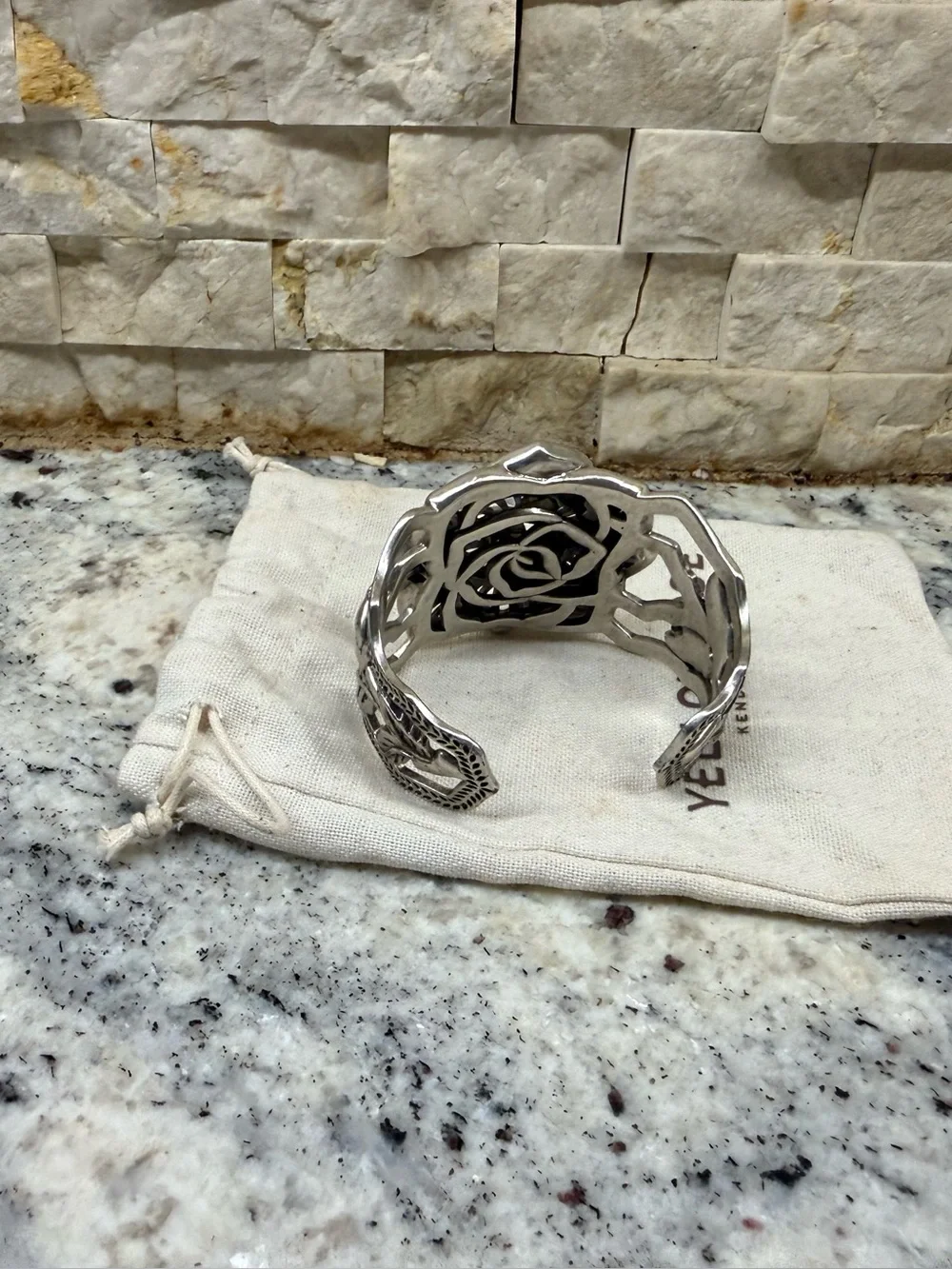 Kendra Scott Yellow Rose Ansel Cuff vintage silver